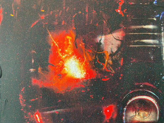 I am Your Father Star Wars artwork by Mark Davies featuring Darth Vader, Luke, Leia, and Obi Wan in mixed media on canvas