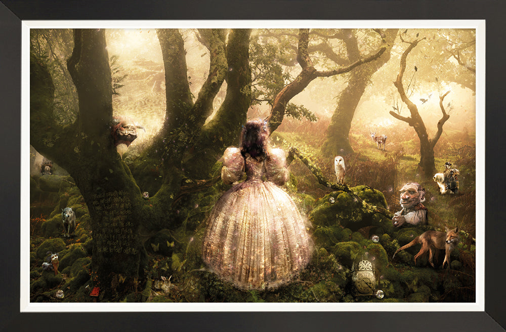 My Kingdom Is Great Labyrinth artwork by Mark Davies featuring Sarah with forest and characters from Labyrinth movie