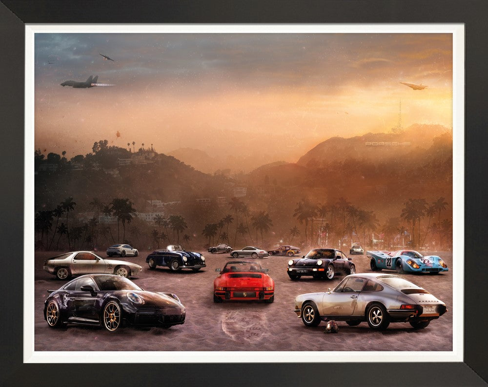 Mark Davies Driven By Dreams, a wonderful celebration of Porsche cars through the ages. Available from The Acorn Gallery in Pocklington. Shop online or call us on 01759 307652. Delivery Available.