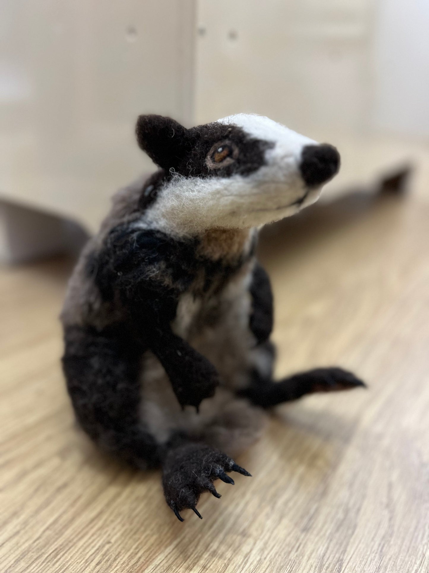 Maxine Lowery Needlefelt Badger Original - The Acorn Gallery, Pocklington
