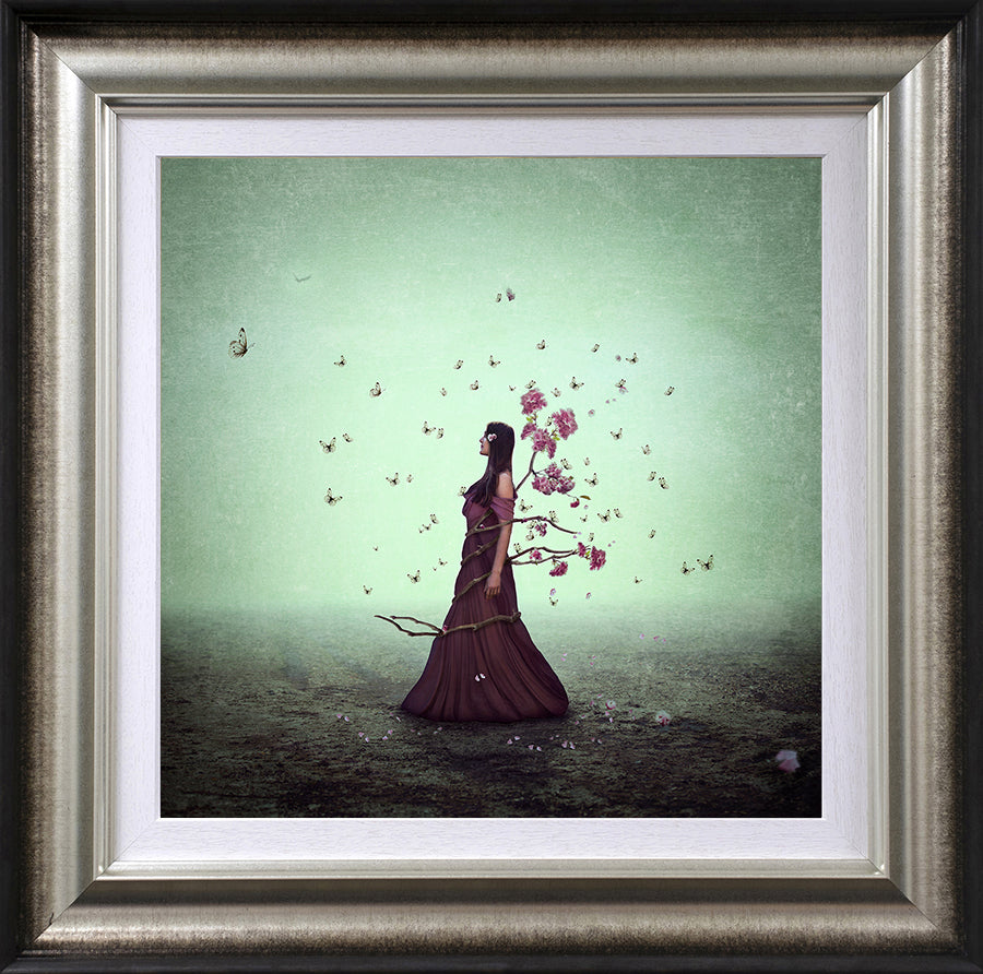 In Bloom by Michelle Mackie limited edition print under cherry blossom tree signed artwork with certificate of authenticity