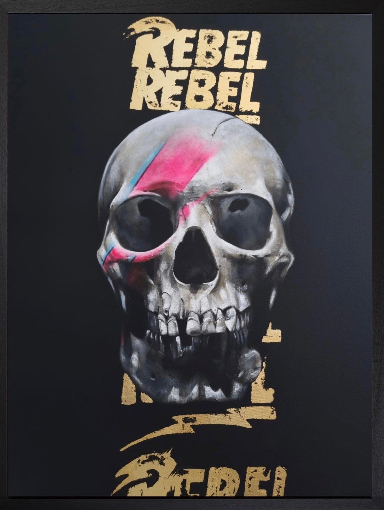 Rebel Rebel ORIGINAL mixed media canvas artwork by Mr J hand signed 40x28 inches framed