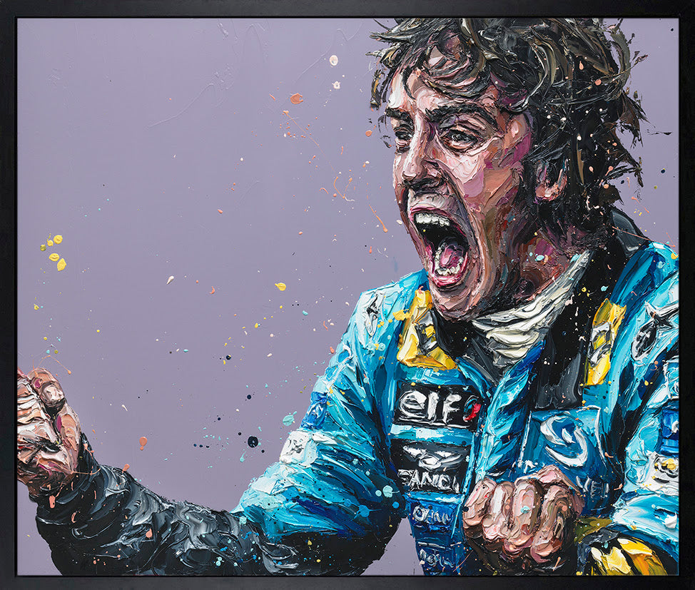 Paul Oz 2005 Screaming Alonso Hand Embellished Canvas - The Acorn Gallery, Pocklington