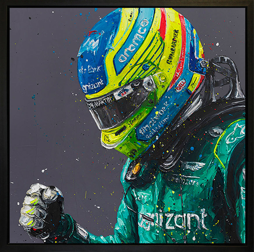 Alonso 2023 hand embellished canvas by Paul Oz limited edition print signed and framed