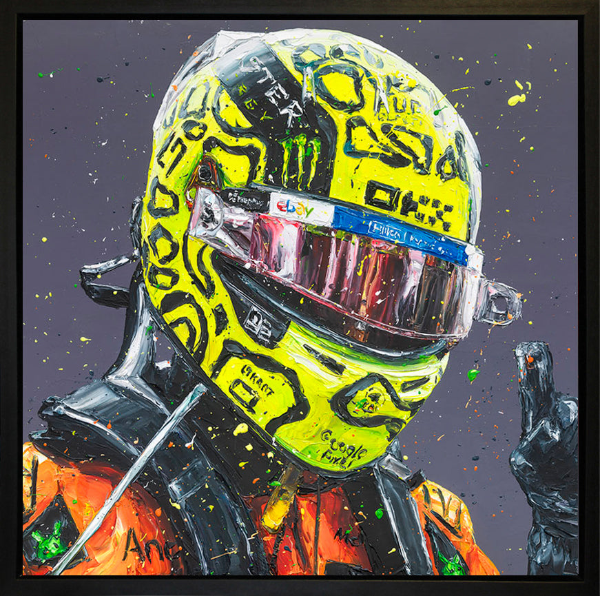 Lando First Win Miami hand-embellished canvas by Paul Oz signed limited edition print