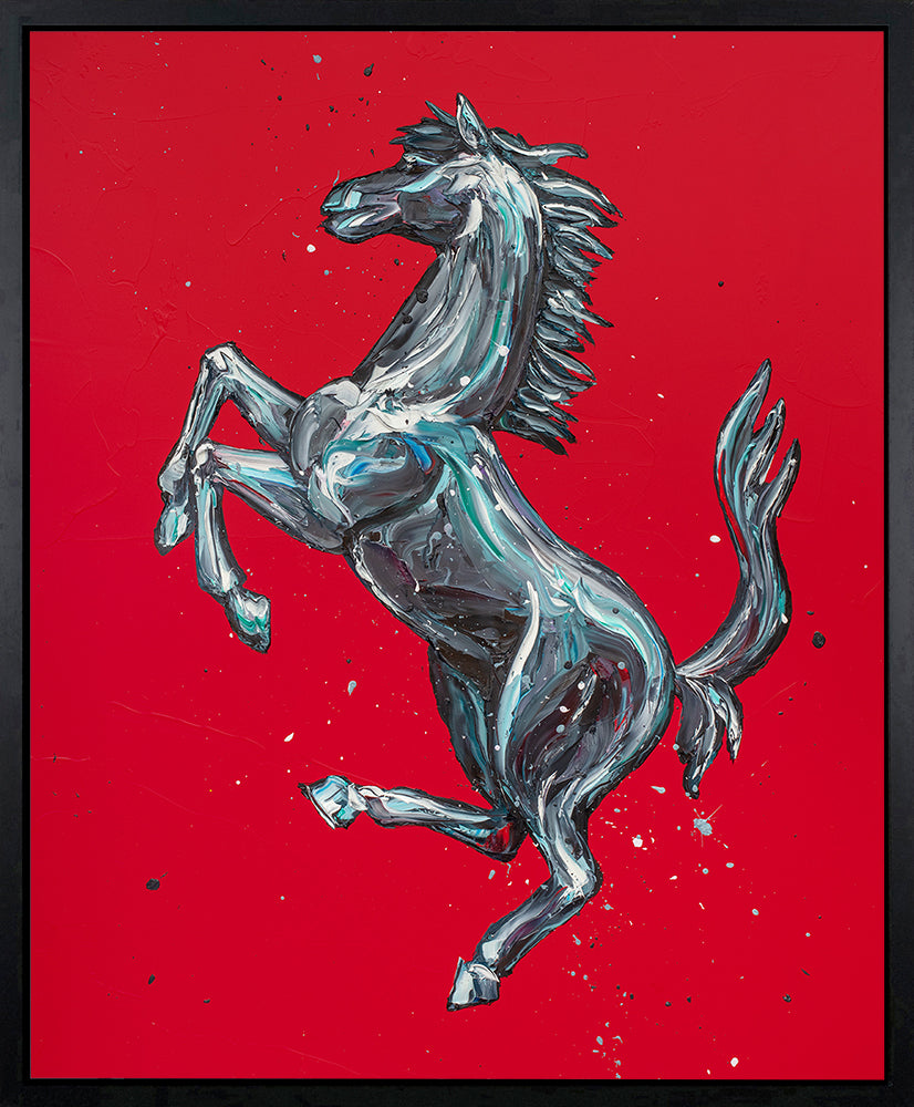 Paul Oz Prancing Horse Hand Embellished Canvas - The Acorn Gallery, Pocklington