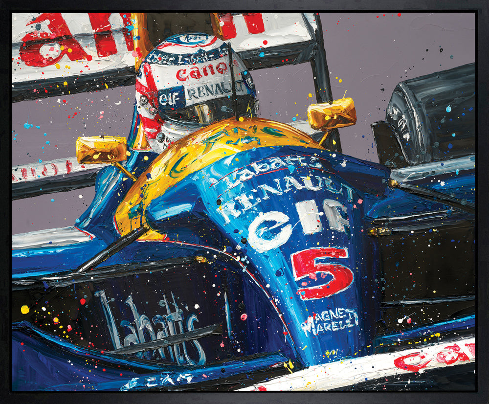 Paul Oz Red 5 Mansell Hand Embellished Canvas available from The Acorn Gallery, Pocklington