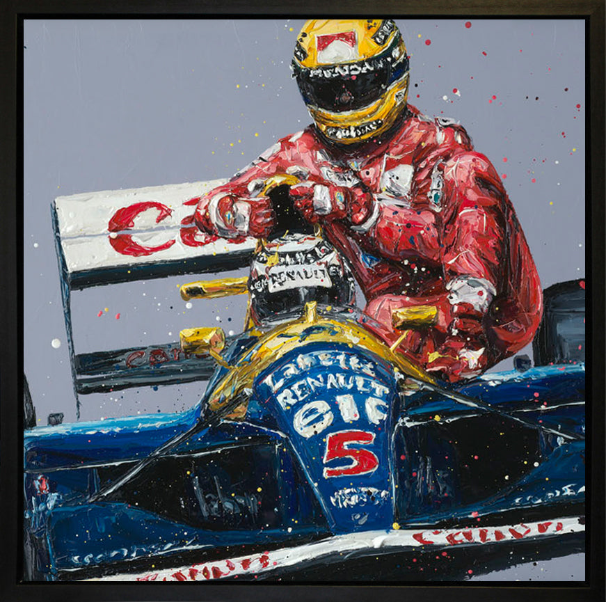 Hand embellished Taxi For Senna canvas print by Paul Oz, signed limited edition wall art