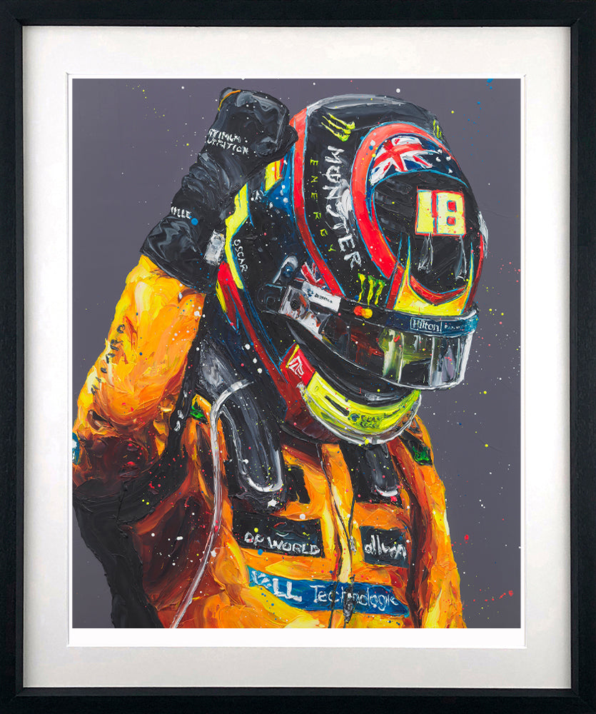 Limited edition giclee print "The Calmest Street Fighter" by Paul Oz, hand signed, 36.25x30.5 inches framed