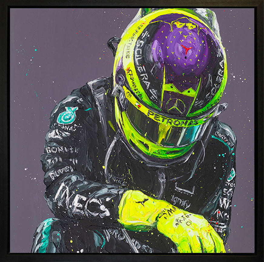 The Final Bow Lewis Hamilton hand-embellished canvas by Paul Oz, limited edition signed print