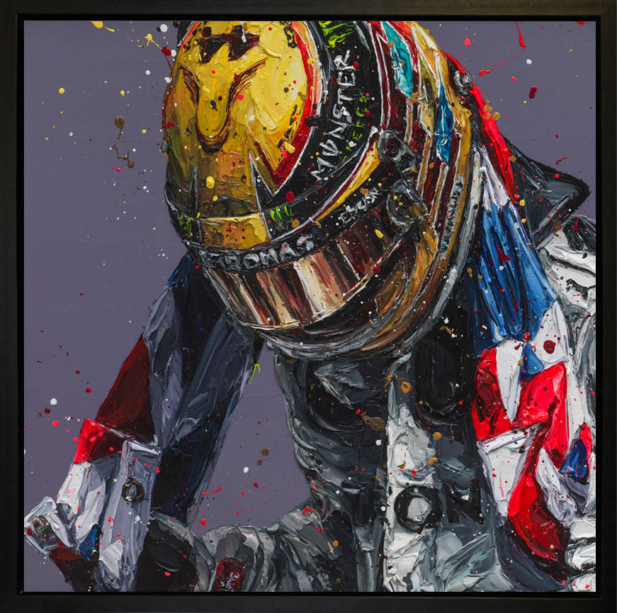 Hand-embellished Union Lewis III Wall of Champions canvas print by Paul Oz, limited edition, hand signed, framed 23x23 inches