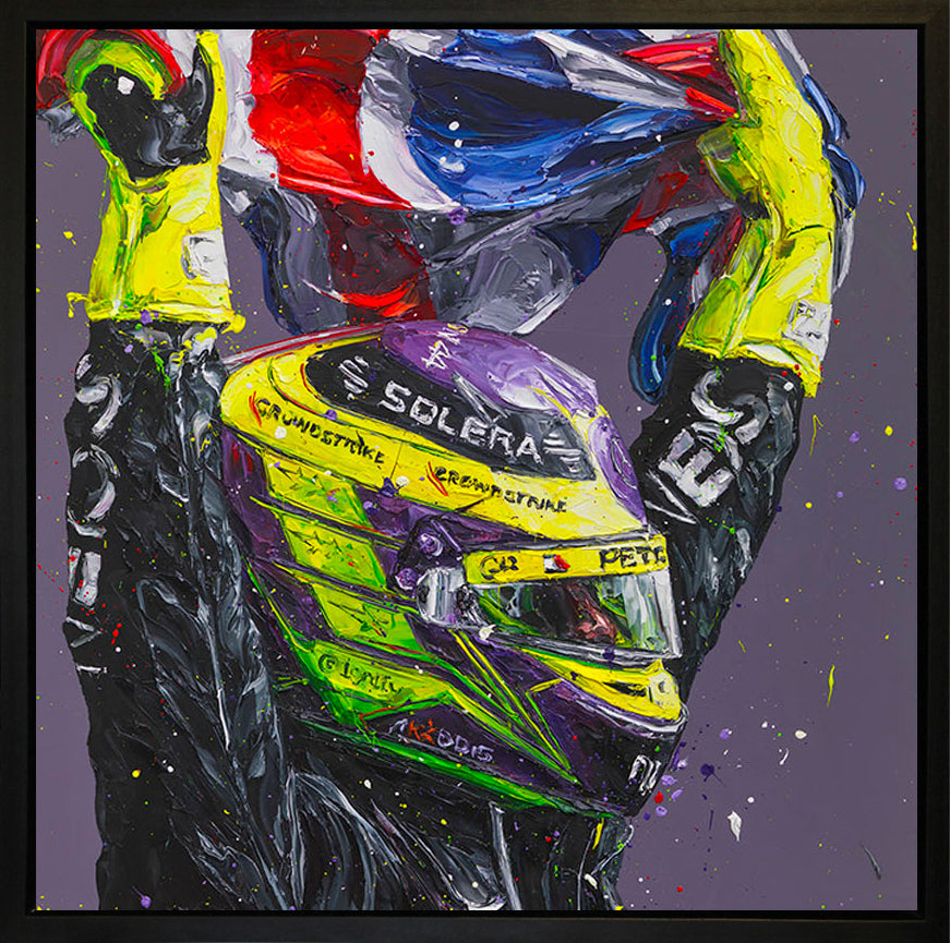 Union Lewis IX Silverstone 24 hand-embellished canvas print by Paul Oz, limited edition signed artwork