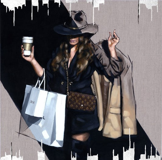 Richard Blunt Latte To Go Platinum Canvas - The Acorn Gallery, Pocklington