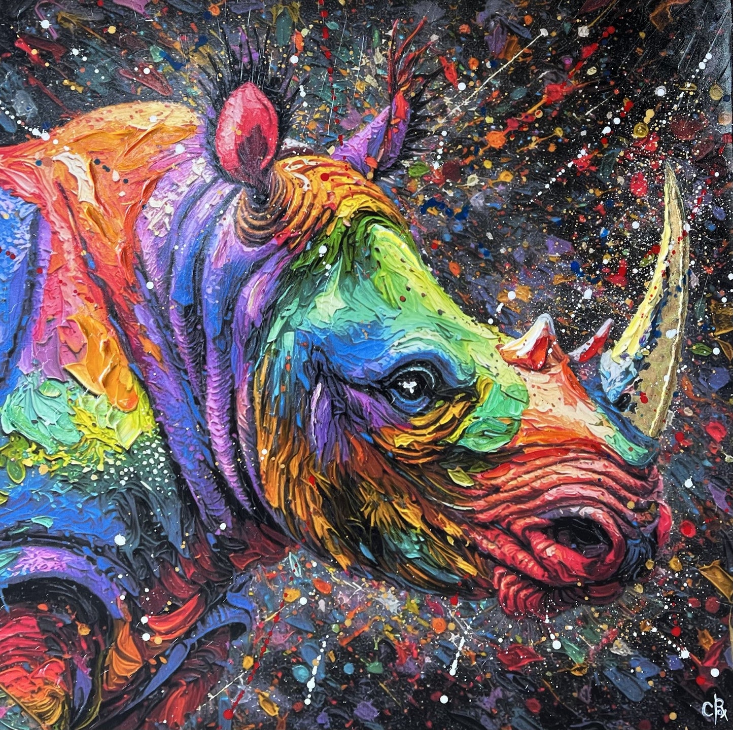 Robert Cox Horny Hand Embellished Giclee Box Canvas available from The Acorn Gallery, Pocklington