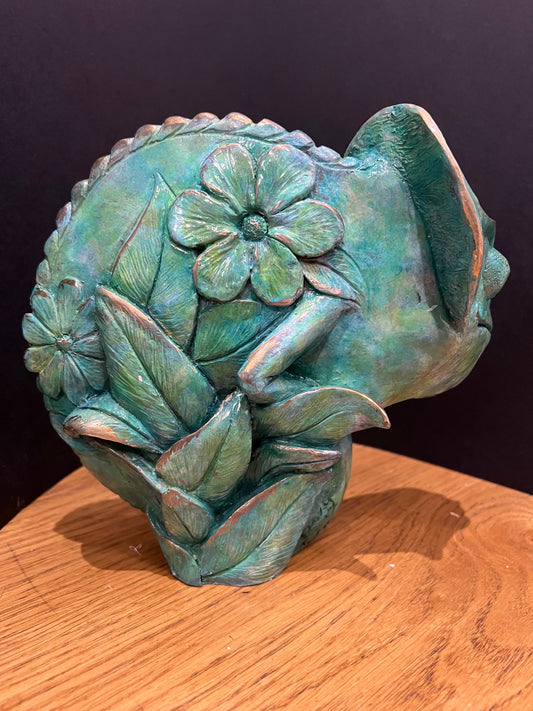 Beautiful bronze chameleon sculpture by artist Roxy Winterburn and available from The Acorn Gallery in Pocklington. Order Online or call us on 01759 307652.