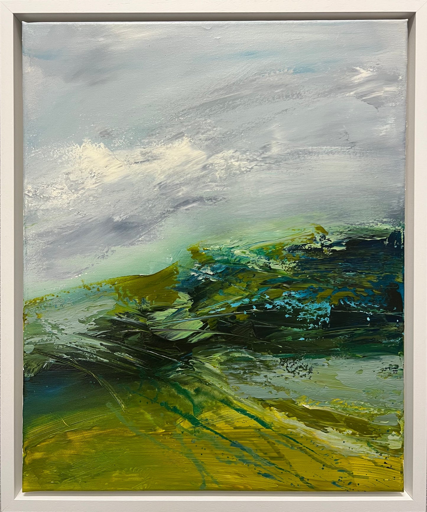 Original abstracted landscape painting in oils by artist Ali Kippax. Available at The Acorn Gallery in Pocklington. Shop online or call us on 01759 307652.