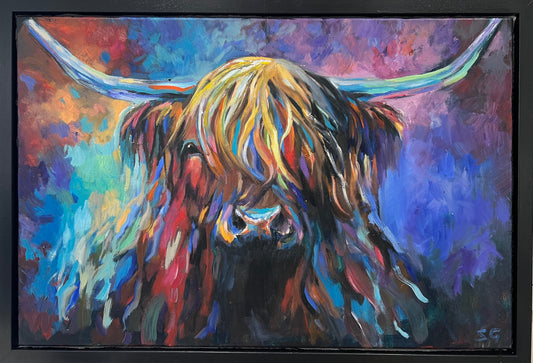 Sue Gardner Carnoustie Highland Cow Original Framed - The Acorn Gallery, Pocklington