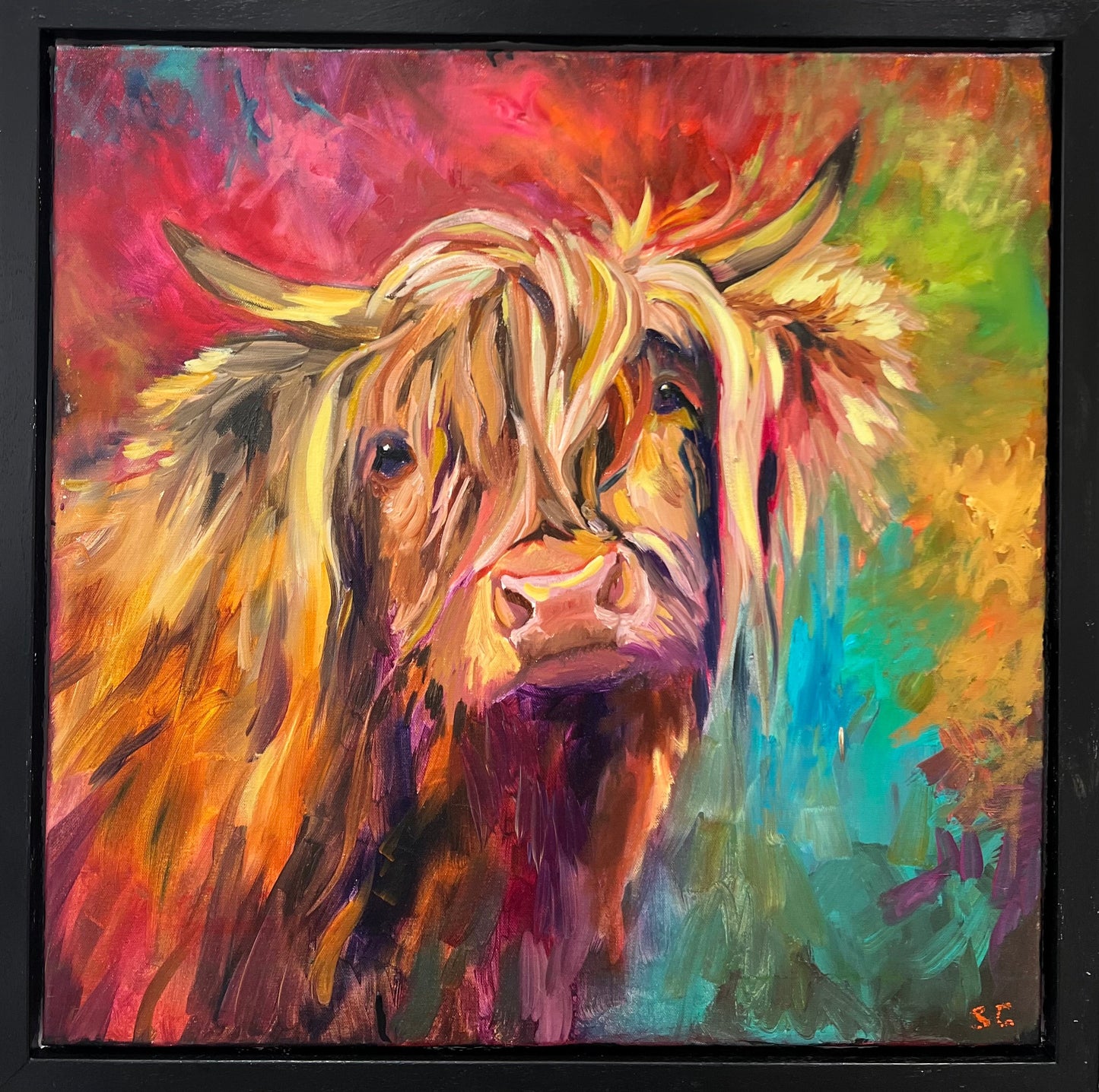 Sue Gardner Higlander Highland Cow Original Framed - The Acorn Gallery, Pocklington