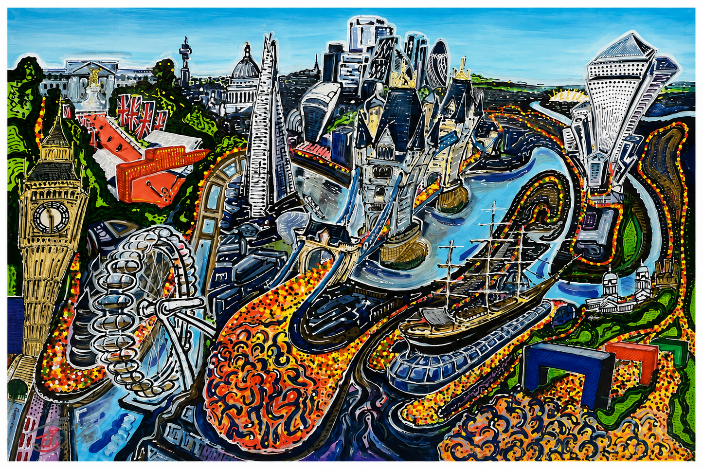 Stuart Storey The London Marathon Limited Edition Print available from The Acorn Gallery, Pocklington