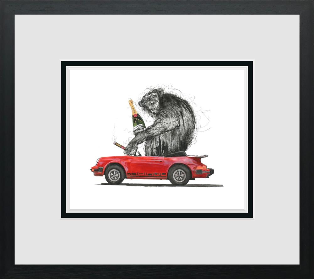 It's Just Rock And Roll Miniature limited edition print by Scott Tetlow featuring iconic chimp family, hand signed, giclee on paper