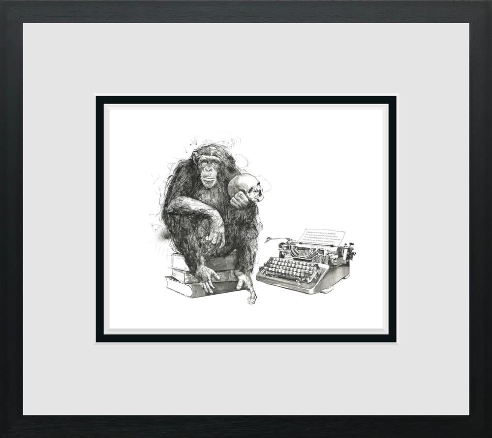 Limited edition giclee print "To Thine Own Self Be True Miniature" by Scott Tetlow featuring iconic chimp family, hand signed and framed.