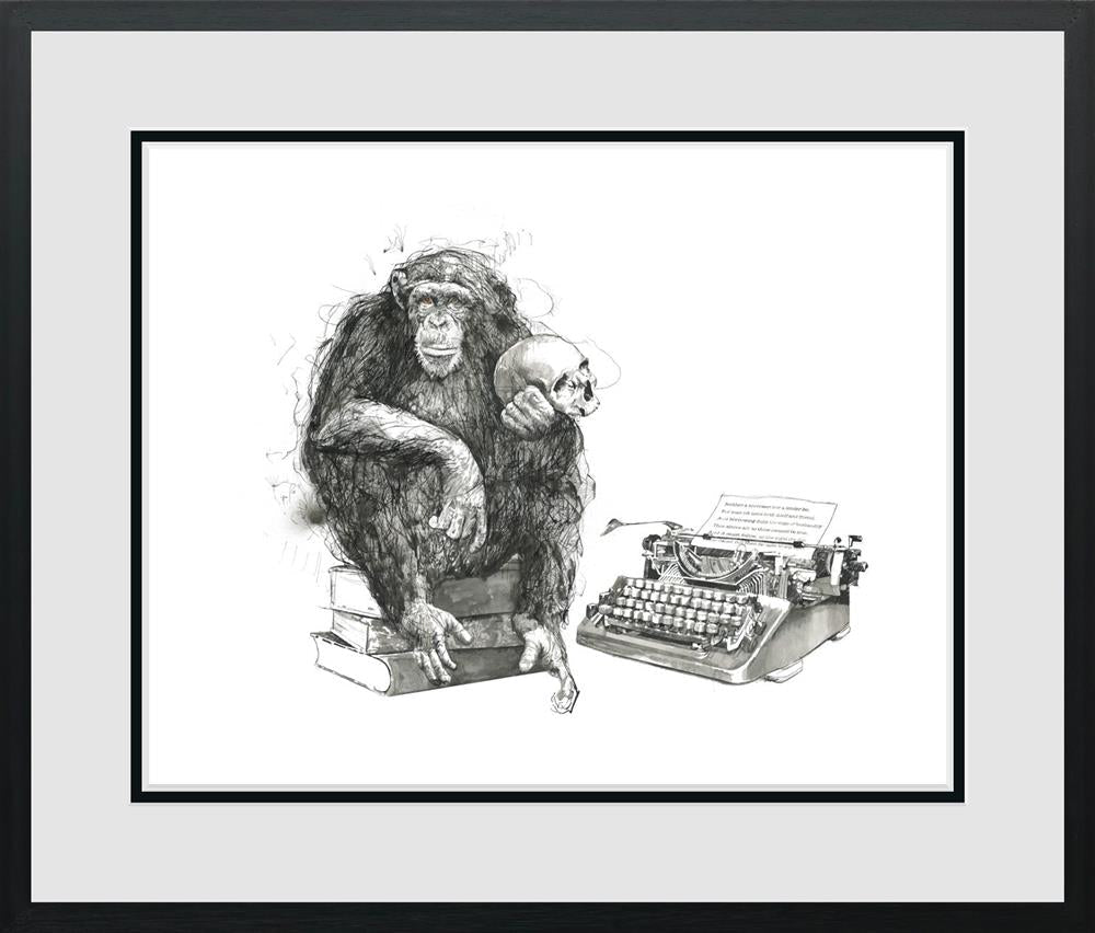 Limited edition Scott Tetlow giclee print "To Thine Own Self Be True" featuring iconic signed chimp family artwork
