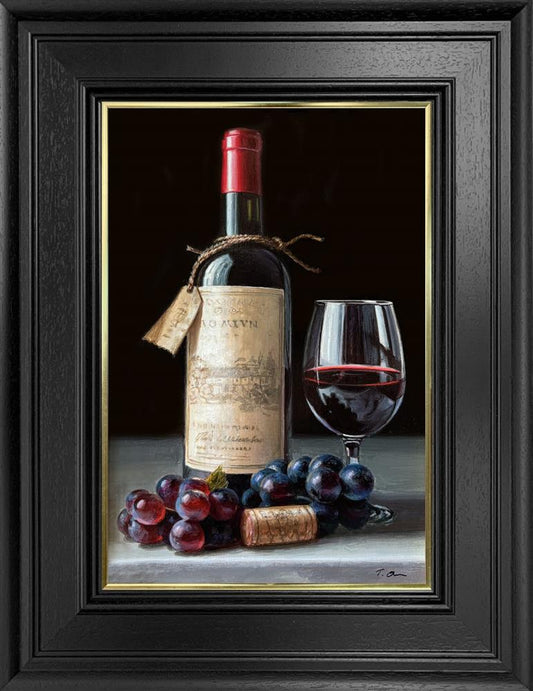 Tony Owens Red Wine, Grapes And Glass Original - The Acorn Gallery, Pocklington
