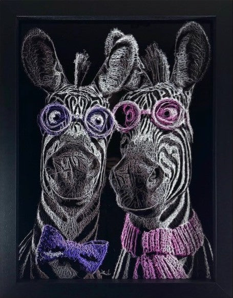 Zalini Art Partners In Crime Zebra Original - showing at The Acorn Gallery in Pocklington.