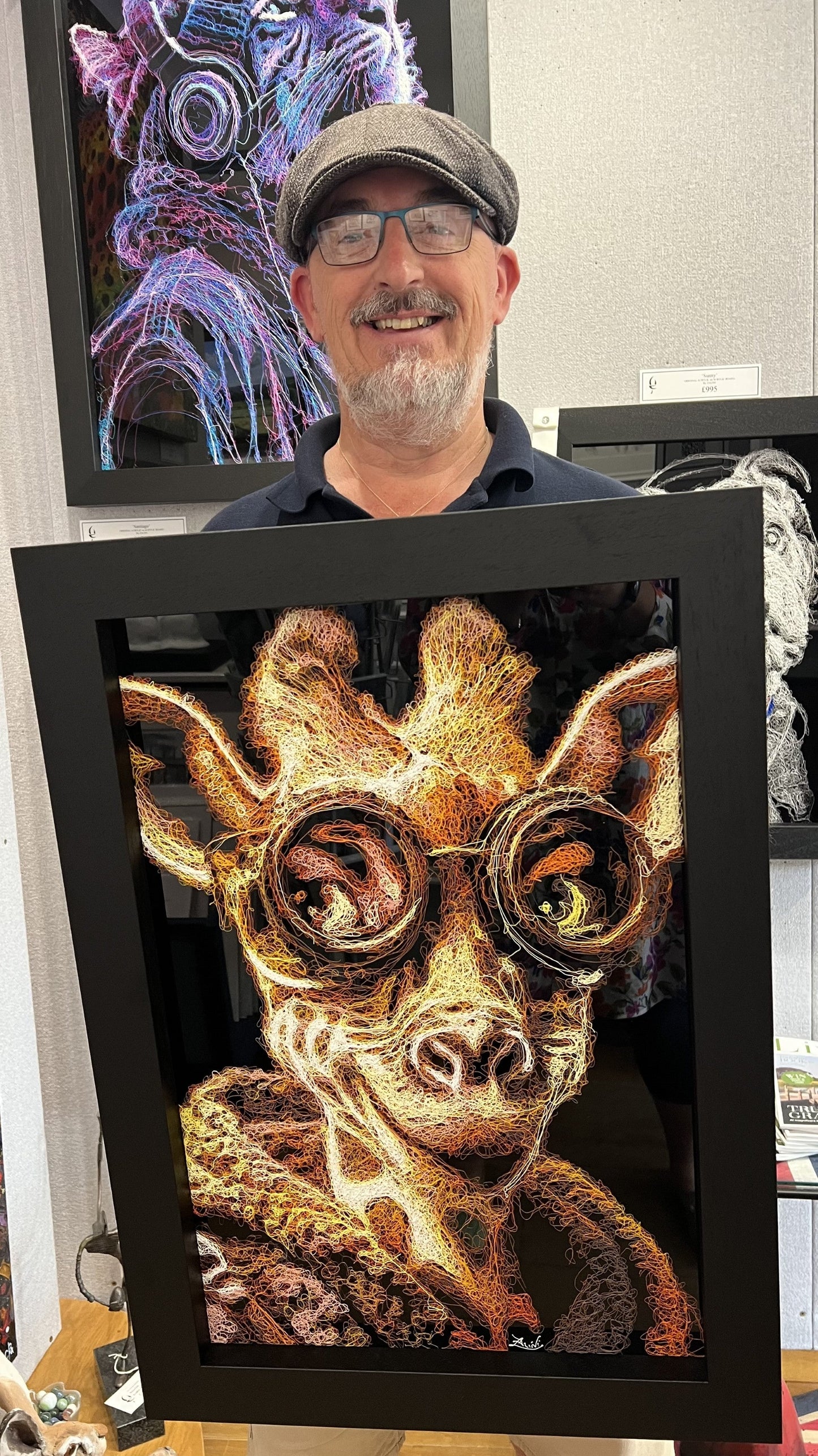 Zalini Art Sunny Original 3D Scribble art available from The Acorn Gallery, Pocklington