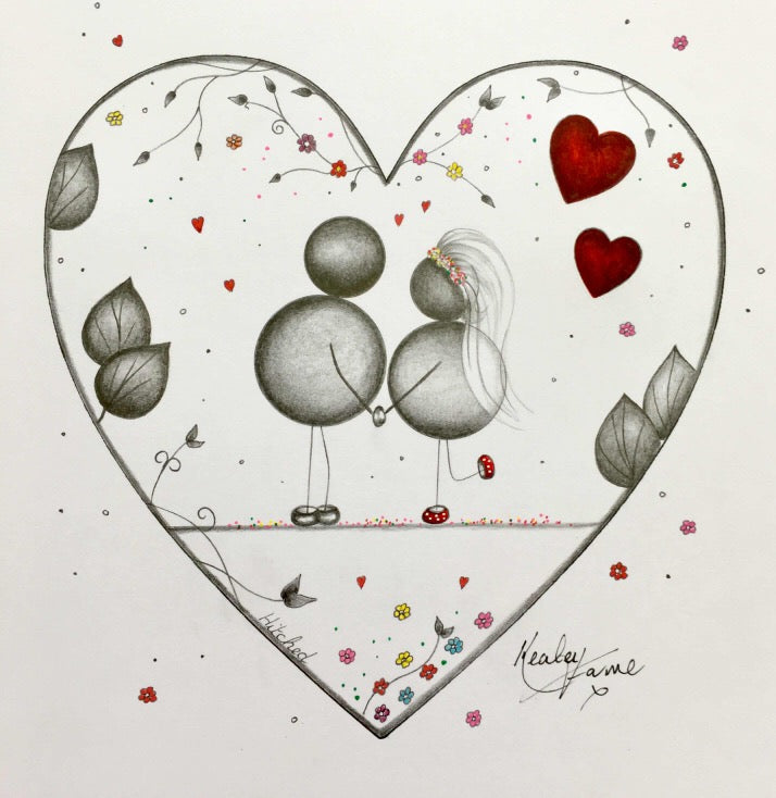 Hitched Original Sketch by Kealey Farmer at The Acorn Gallery Pocklington. Full collection of framed artwork available. Visit us or shop online or call us on 01759 307652.