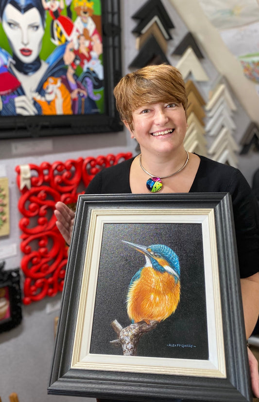 Alex McGarry Still Kingfisher Original Oil Painting - The Acorn Gallery, Pocklington