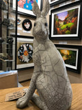 Large Turning Hare Raku Sculpture by Paul Jenkins-Sculpture-The Acorn Gallery