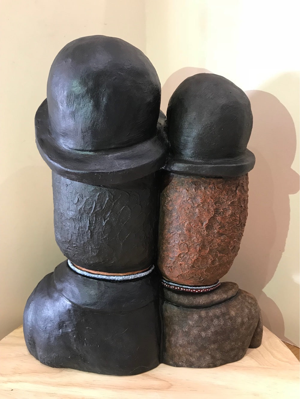 Laurel And Hardy Sculpture by North East artist Jenny Mackenzie and available to buy from The Acorn Gallery in Pocklington. Order online or call us on 01759 307652.