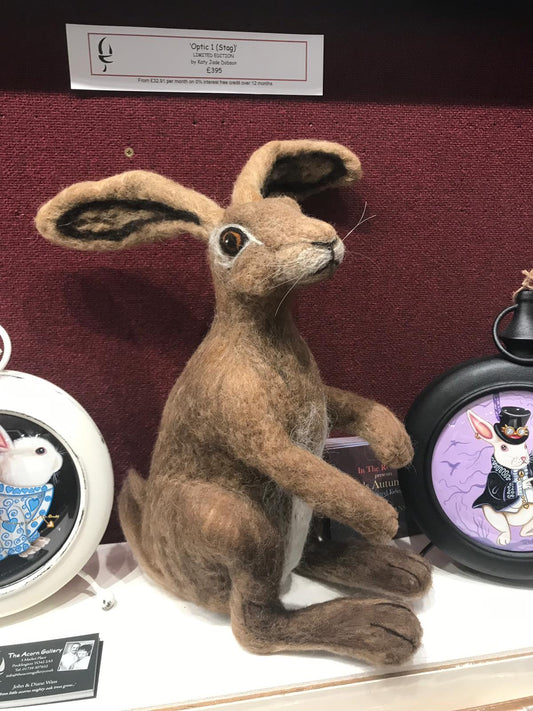 Maxine Lowery Needlefelt Hare Original - The Acorn Gallery, Pocklington