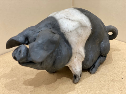 Daisy Ceramic Saddleback Pig by Christine Cummings *SOLD*