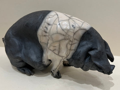 Susie Ceramic Saddleback Pig Original by Christine Cummings *NEW*-Sculpture-The Acorn Gallery