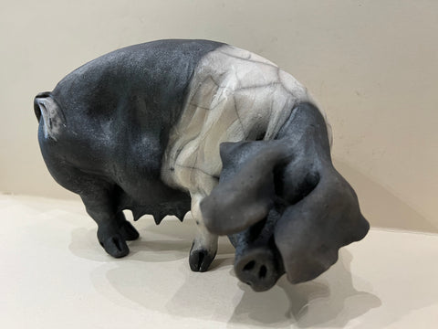 Trixie Ceramic Saddleback Pig Original by Christine Cummings *SOLD*