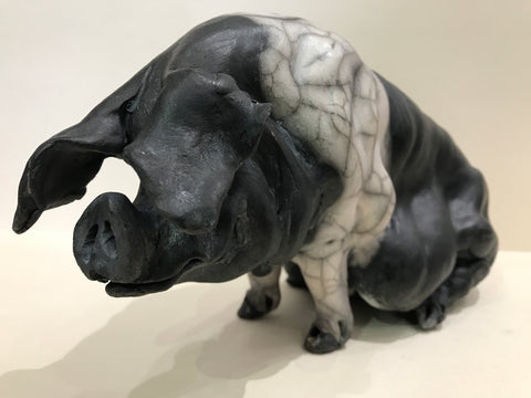 Daphne Ceramic Saddleback Pig by Christine Cummings *SOLD*
