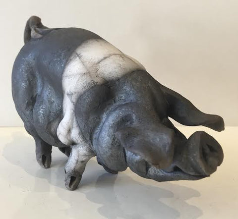 Dolly Ceramic Saddleback Pig Original by Christine Cummings *SOLD*