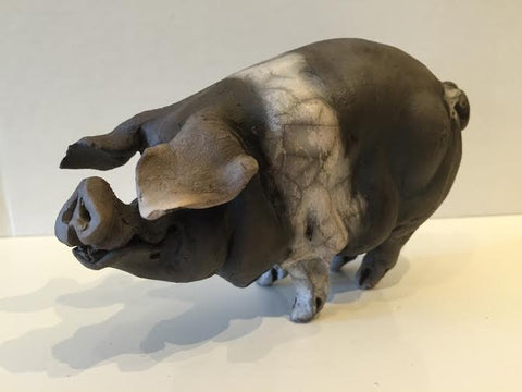 Effie Ceramic Saddleback Pig Original by Christine Cummings *SOLD*
