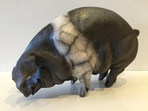 Ellen Ceramic Saddleback Pig Original by Christine Cummings *SOLD*