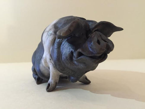 Ginny Ceramic Saddleback Pig Original by Christine Cummings *SOLD*