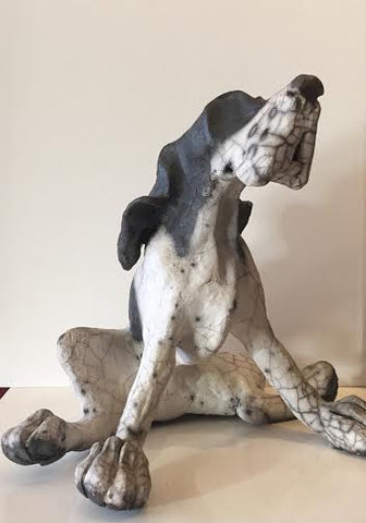 Henry - Sitting Ceramic Dog Original by Christine Cummings *SOLD*