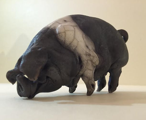 Nellie Ceramic Saddleback Pig Original by Christine Cummings *SOLD*