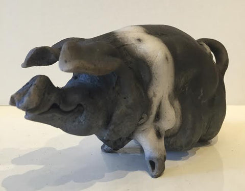 Tess Ceramic Saddleback Pig Original by Christine Cummings *SOLD*