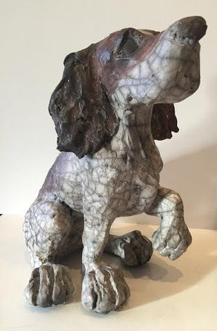 Toby - Sitting Ceramic Dog Original by Christine Cummings *SOLD*