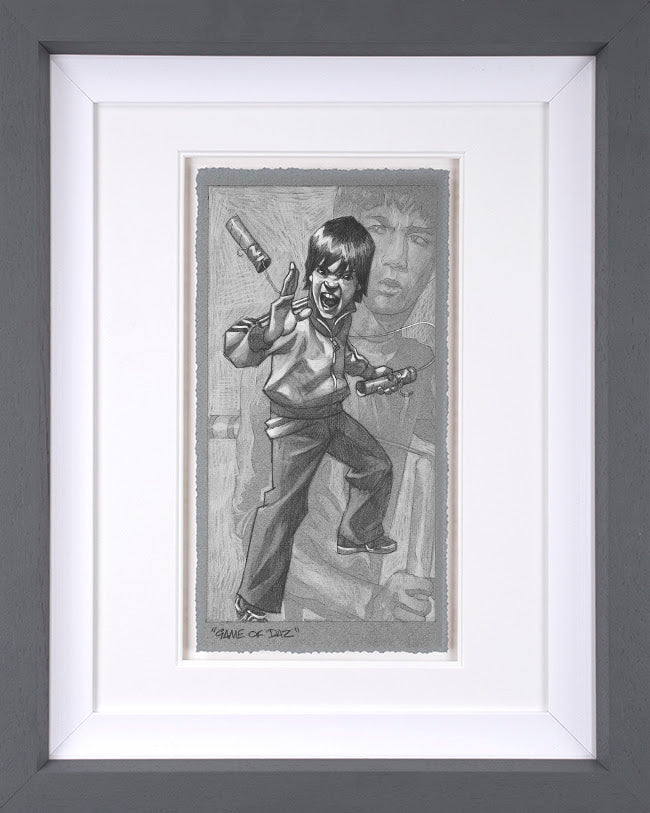 Craig Davison limited edition sketch of young Bruce Lee in martial arts pose framed artwork