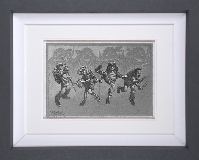 Limited edition framed giclee print "Heroes In A Half Shell" sketch by Craig Davison, hand signed with certificate