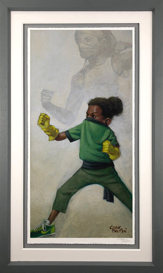 Minimal Kombat limited edition giclee paper print by Craig Davison, hand signed, framed 36x21 inches