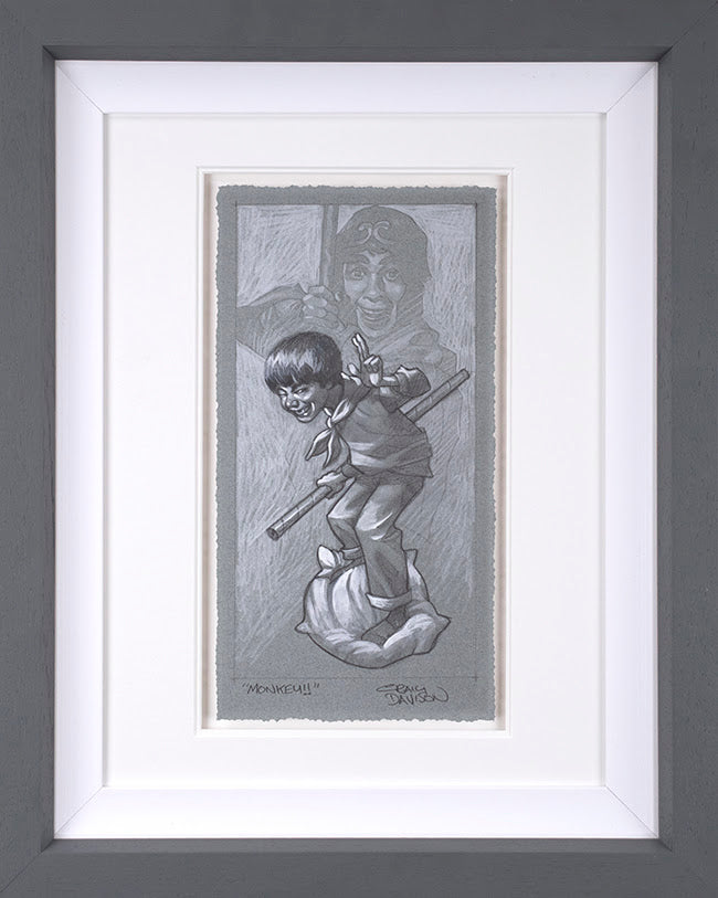 Limited edition Monkey Sketch print by Craig Davison, giclee on paper, hand signed and framed.